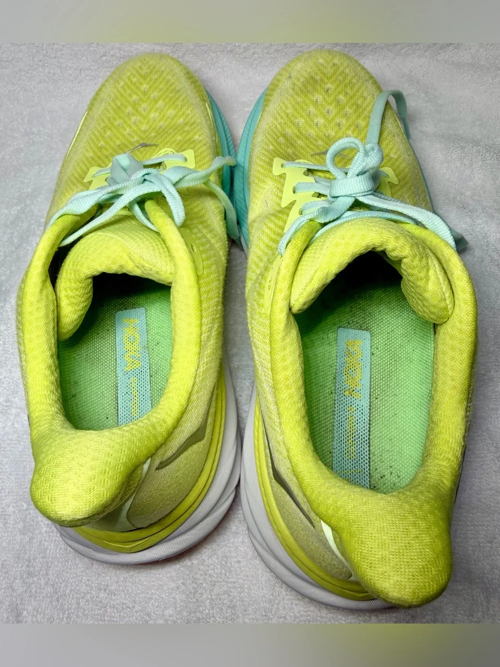 Hoka One One Women's Running Shoes - Yellow with Aqua Trim